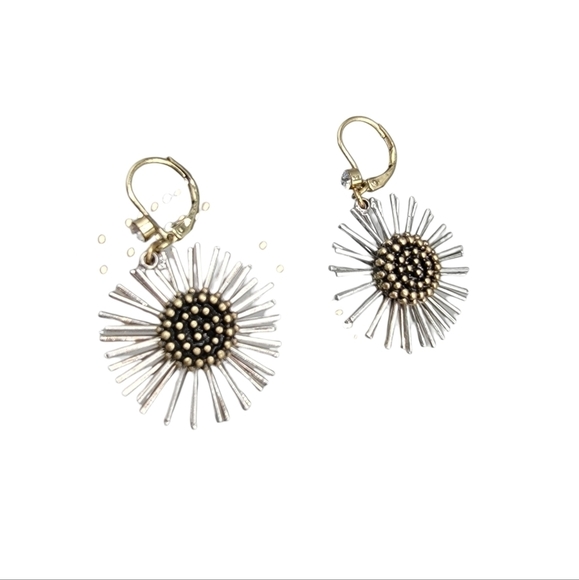 Born Daisy Gold and Silver Tone Flower Earrings - Picture 2 of 4